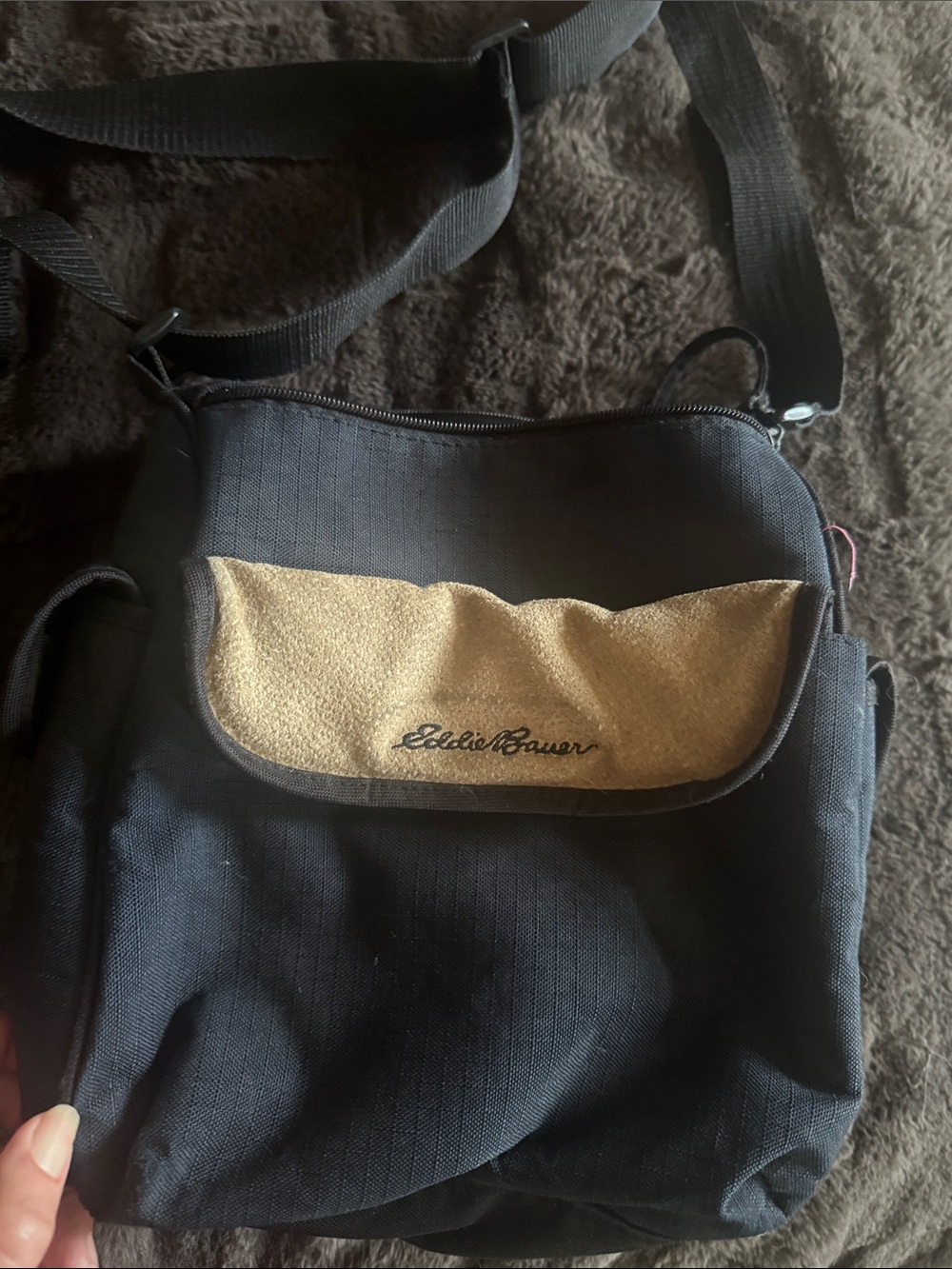 Eddie Bauer vintage Black/ Tan Small medium bag-diaper bag or crossbody